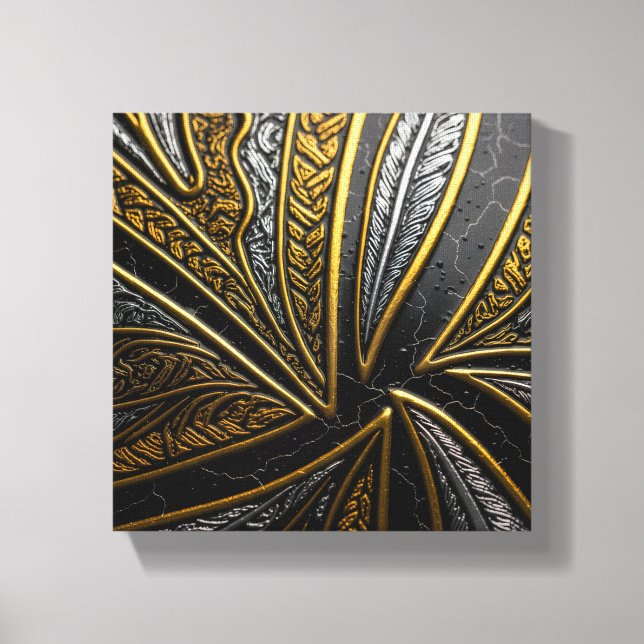 Lienzo Gilded Fusion–Black & Gold Engraved Metal Wall Art (Anverso)