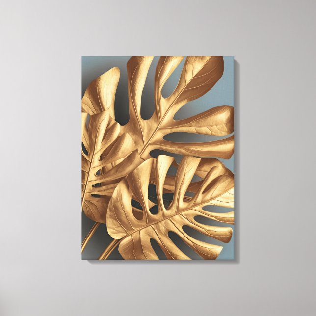Lienzo Gilded Monstera en Azure (Anverso)