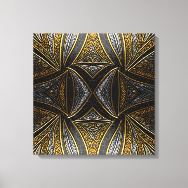 Lienzo Gilded Mosaic Luxe – Black & Gold Tiled Metal Wall (Anverso)