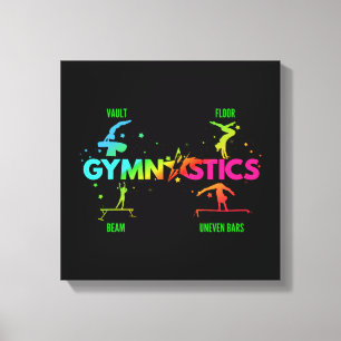 Lienzo Gimnasia artística femenina barras viga salto suel