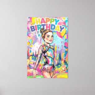 Lienzo Gimnasia colorida pintada de cumpleaños personaliz