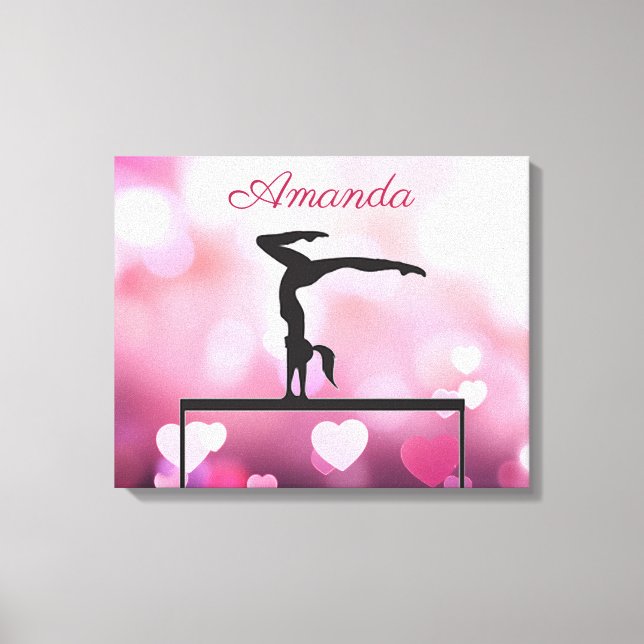 Lienzo Gimnasia Equilibrio Beam Pink Hearts (Anverso)