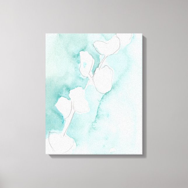 Lienzo Ginkgo en Dusty Verde azulado - Blanco (Anverso)