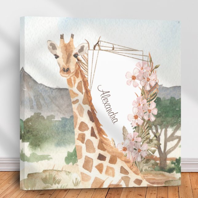 Lienzo Giraffe acuarela en niños africanos de Savannah (Subido por el creador)
