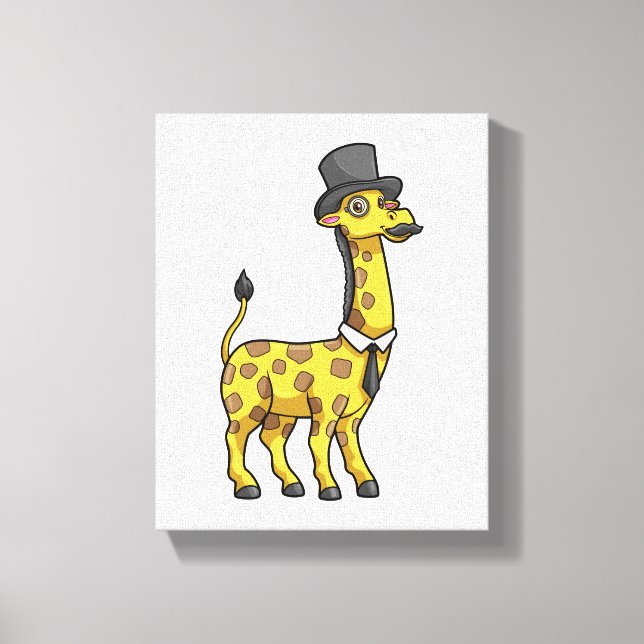 Lienzo Giraffe como Caballero con Gorra, Tie y Mustache (Anverso)