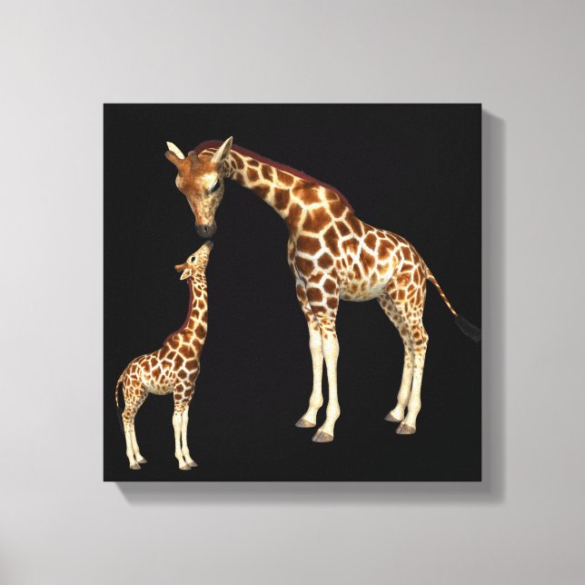 Lienzo Giraffe Madre y bebé Giraffe (Anverso)