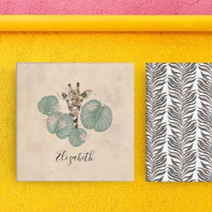 Lienzo Giraffe Safari Animal Botánico