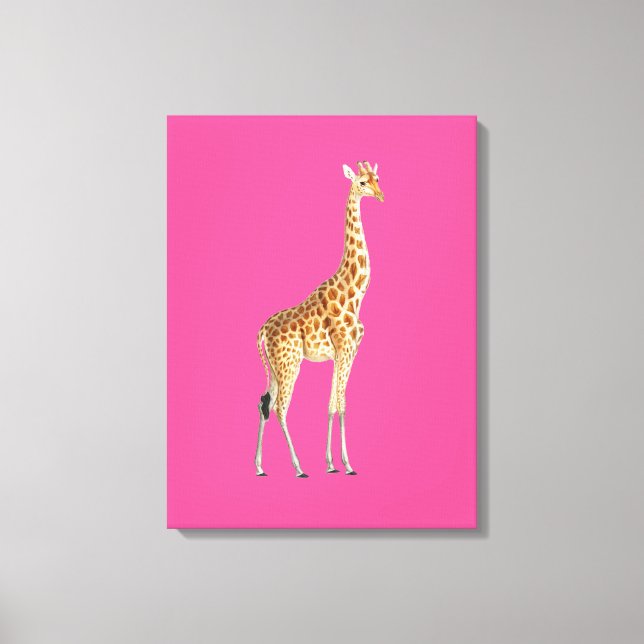 Lienzo Giraffe sobre fondo rosado (Anverso)