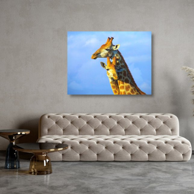 Lienzo Giraffes bajo el cielo azul enmarcado (Subido por el creador)
