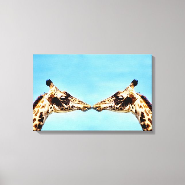 Lienzo Giraffes tocando narices (Anverso)