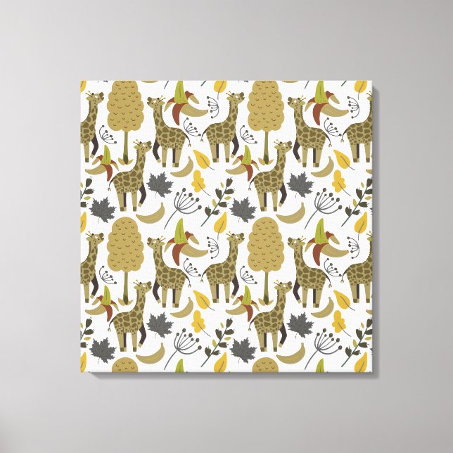 Lienzo Giraffilia patrón impecable amarillo blanco alto (Anverso)
