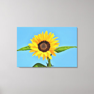 Lienzo Girasol Amarillo Contra Sol en Cielo Azul - Verano