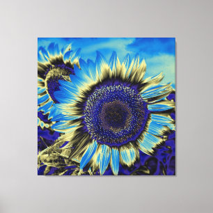 Lienzo Girasol azul