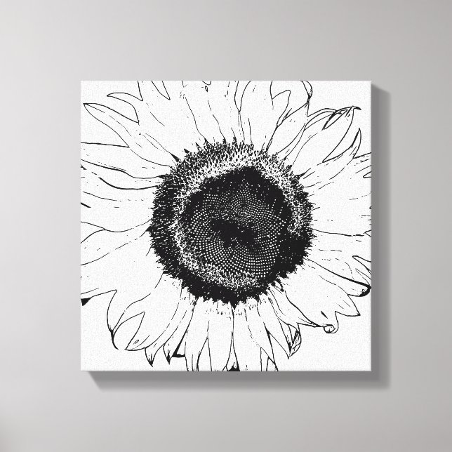 Lienzo Girasol Blanco y Negro (Anverso)