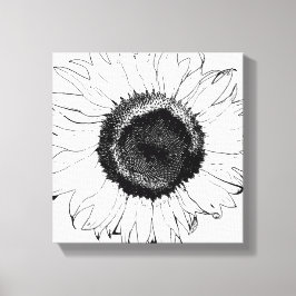 Lienzo Girasol blanco y negro
