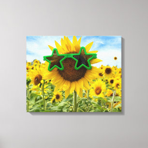 Lienzo Girasol con gafas de sol de la estrella