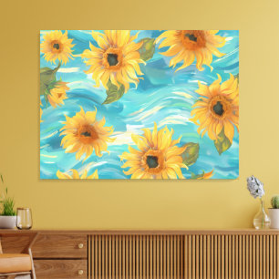 Lienzo Girasoles en azul