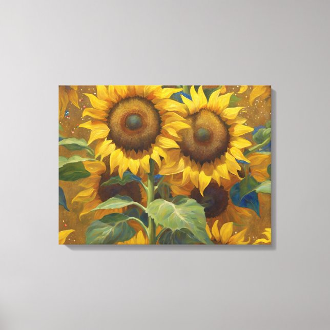 Lienzo Girasoles gigantes en la pintura del Día de Verano (Anverso)
