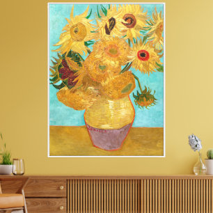 Lienzo Girasoles, pintura de naturaleza muerta postimpres