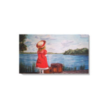 Girl in Red-Stretched Canvas Print