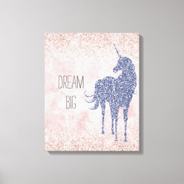Lienzo Girly Glam Rubor Pink Purple Unicorn Purpurina (Anverso)