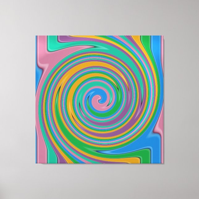 Lienzo Giro de rayas arcoiris (Anverso)