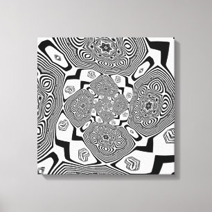 Lienzo Giro en blanco y negro de Op art