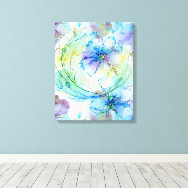 Lienzo Giro floral acuático (Insitu (piso de madera))