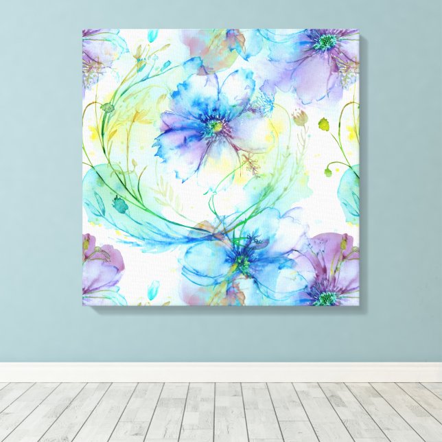 Lienzo Giro floral acuático (Insitu (piso de madera))