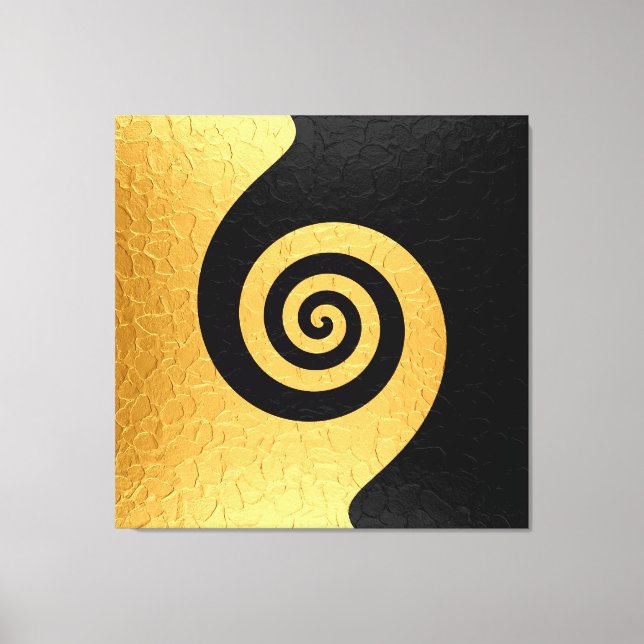 Lienzo Giro metalizado de acero inoxidable dorado y negro (Anverso)
