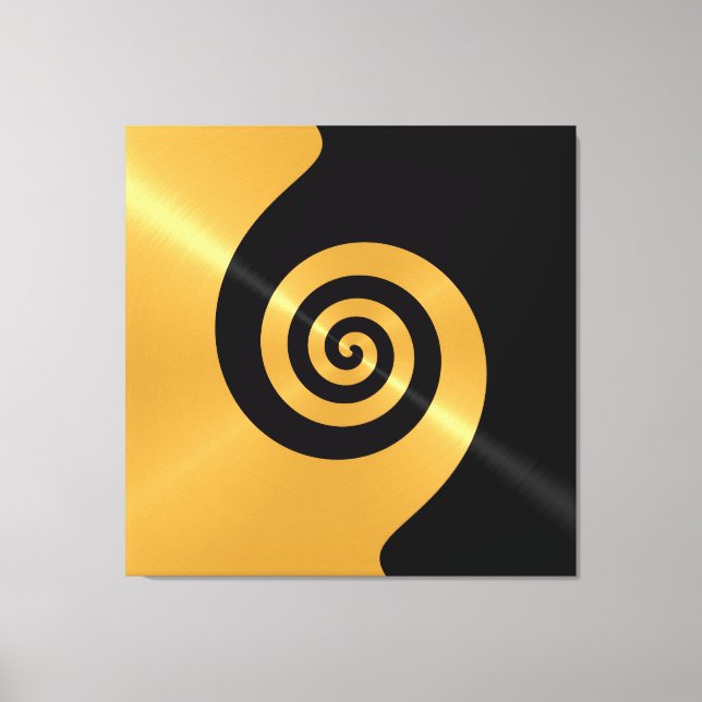 Lienzo Giro metalizado de oro y acero inoxidable negro (Anverso)