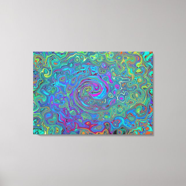 Lienzo Giro retro verde magenta, azul y espuma marina (Anverso)
