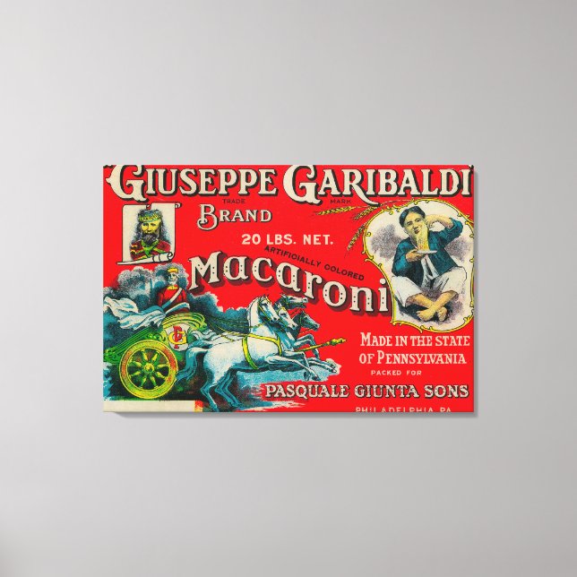 Lienzo Giuseppe Garibaldi Macaroni Label (Anverso)