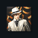 Lienzo Glam Art Deco: hombre plateado<br><div class="desc">Glamoroso retrato Art Deco de estilo de los años 20 de un hombre vestido de forma nítida</div>