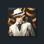 Lienzo Glam Art Deco: hombre plateado<br><div class="desc">Glamoroso retrato Art Deco de estilo de los años 20 de un hombre vestido de forma nítida</div>