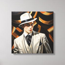 Lienzo Glam Art Deco: hombre plateado