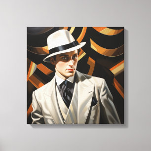Lienzo Glam Art Deco: hombre plateado