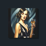Lienzo Glam Art Deco: Mujer plateada<br><div class="desc">Glamouroso retrato de estilo Art Decó de 20 de una mujer bellamente vestida.</div>