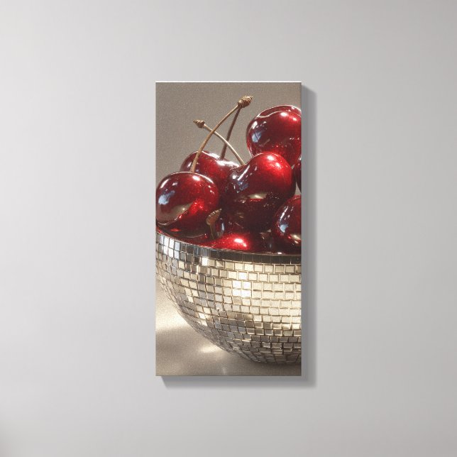 Lienzo Glam Disco Bowl Cherries Still Life Pop Art  (Anverso)