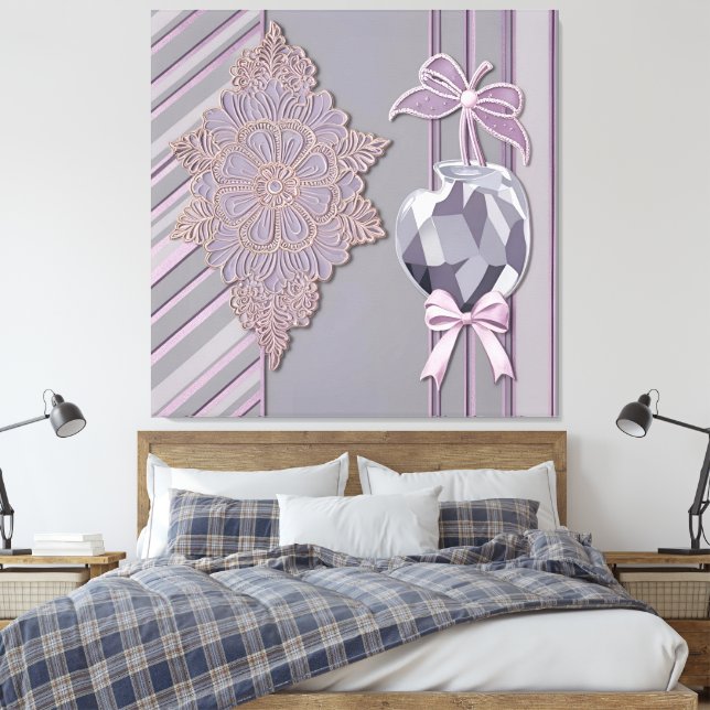 Lienzo Glam Lavanda Encaje y Cristal Corazón Vanity (Insitu(Dormitorio))