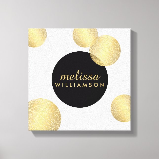 Lienzo Glamour y belleza negras y doradas personalizadas (Anverso)