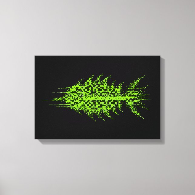 Lienzo Glitch Pixel Code Fish Wall Art (Anverso)
