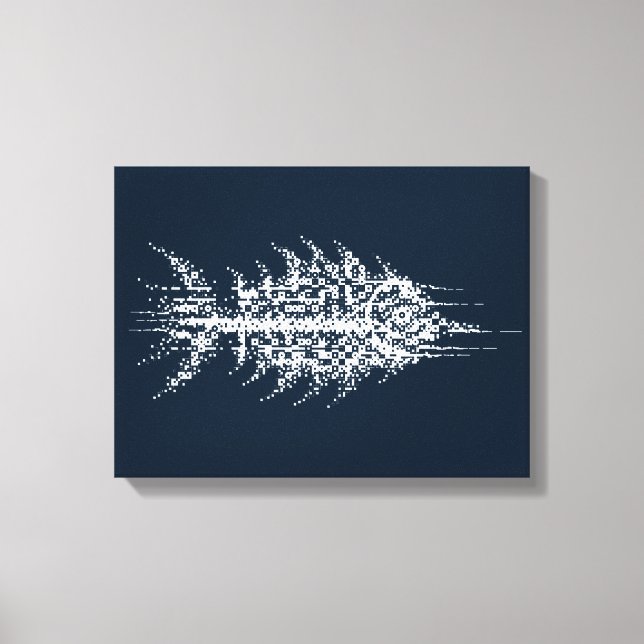 Lienzo Glitch Pixel White Fish Wall Art (Anverso)