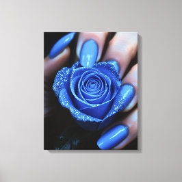 Lienzo Glitzernde Blaue Rose mit Passenden Nägeln