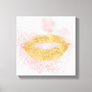 Lienzo Glitzy Gold levanta beso de confetti rosado