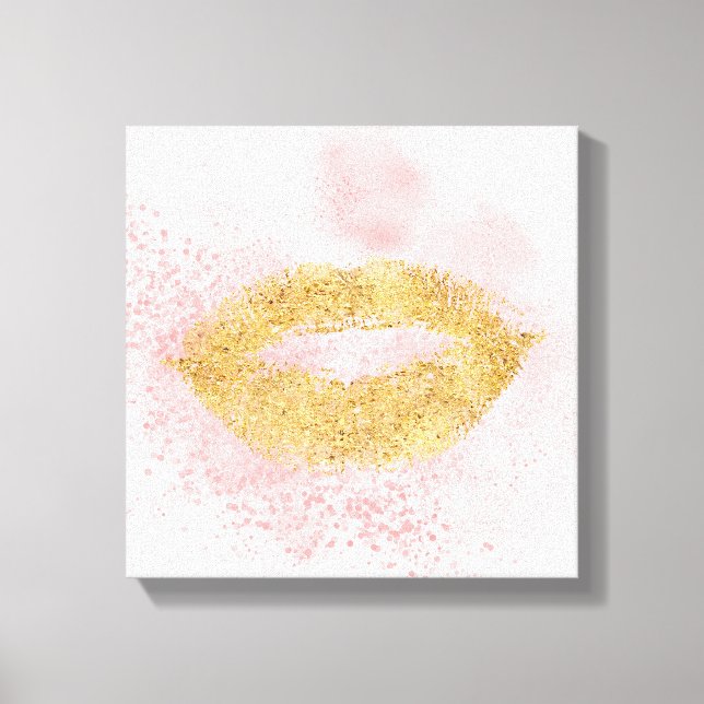 Lienzo Glitzy Gold levanta beso de confetti rosado (Anverso)