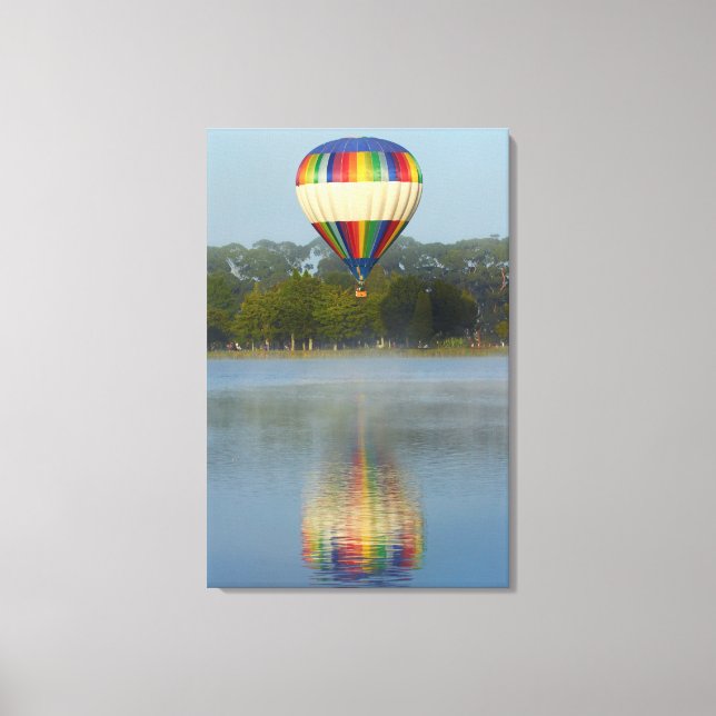 Lienzo Globo aerostático sobre el río (Anverso)