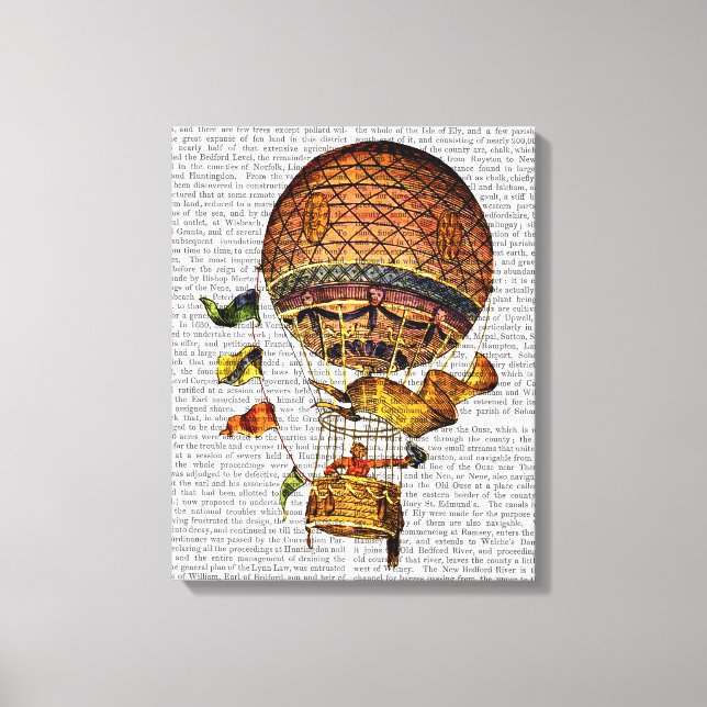 Lienzo Globo de aire caliente con banderas (Anverso)