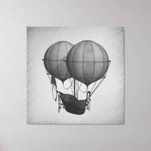 Lienzo Globos aerostáticos de plata Steampunk con barco