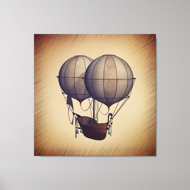 Lienzo Globos aerostáticos Steampunk con barco  (Anverso)